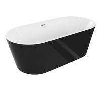 Mexen Luna baignoire autoportante 180 x 80 cm, blanc/noir, trop-plein nickel brossé - 52031808075-97 45857 5905315379900