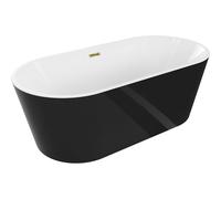Mexen Luna baignoire autoportante 180 x 80 cm, blanche/noire, trop-plein doré - 52031808075-50 45847 5905315379832