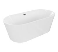 Mexen Luna baignoire autoportante 180 x 80 cm, blanche, trop-plein gris acier brossé - 52031808000-66 45838 5905315379771