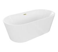 Mexen Luna baignoire îlot 150 x 75 cm, blanche, trop-plein doré brossé - 52031507500-55 45761 5905315379146