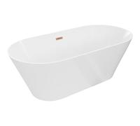 Mexen Luna Slim baignoire autoportante 170 x 75 cm, blanche, trop-plein cuivre brossé - 52041707500-65 61661 5905315574824