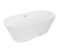 Mexen Luna Slim baignoire autoportante 170 x 75 cm, blanche, trop-plein doré brossé - 52041707500-55 61659 5905315574800