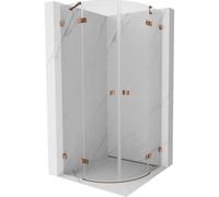 Mexen Lunar cabine de douche demi-ronde pivotante 80 x 80 cm, transparent, or rose - 833-080L-080P-60-00 61773 5905315410092