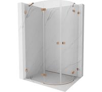 Mexen Lunar cabine de douche demi-ronde pivotante gauche 100 x 80 cm, transparent, cuivre brossé - 833-100L-080P-65-00 61788 5905315410337
