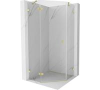 Mexen Lunar cabine de douche pentagonale pivotante gauche 80 x 80 cm, transparent, or brossé - 831-080L-080P-55-00-L 62129 5905315414076
