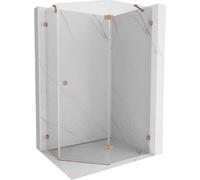Mexen Lunar cabine de douche pentagonale pivotante droite 100 x 80 cm, transparent, cuivre brossé - 831-100P-080L-65-00-P 62792 5905315415219