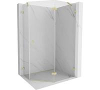 Mexen Lunar cabine de douche pentagonale pivotante droite 100 x 80 cm, transparente, or brossé - 831-100P-080L-55-00-P 62774 5905315415035