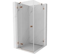 Mexen Lunar cabine de douche pivotante gauche 80 x 80 cm, transparent, or rose - 834-080-080-60-00-L 64684 5905315437310