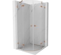 Mexen Lunar cabine de douche semi-circulaire pivotante 100 x 100 cm, transparent, cuivre brossé - 833-100L-100P-65-00 61790 5905315410351