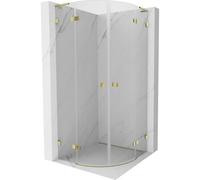 Mexen Lunar L cabine de douche demi-circulaire à porte battante 90 x 90 cm, transparent, or - 833L-090L-090P-50-00 62116 5905315412454