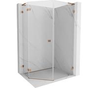 Mexen Lunar L cabine de douche pentagonale gauche pivotante 80 x 100 cm, transparente, or rose - 831L-080L-100P-60-00-L 61932 5905315415981