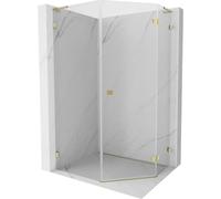 Mexen Lunar L cabine de douche pentagonale pivotante droite 80 x 100 cm, transparent, or - 831L-080P-100L-50-00-P 62004 5905315416704