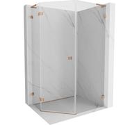Mexen Lunar L cabine de douche pentagonale pivotante gauche 80 x 100 cm, transparente, cuivre brossé - 831L-080L-100P-65-00-L 61941 5905315416070