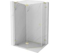 Mexen Lunar L cabine de douche pentagonale pivotante gauche 90 x 80 cm, transparent, or brossé - 831L-090L-080P-55-00-L 61924 5905315415905