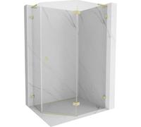 Mexen Lunar L cabine de douche pentagonale, porte battante droite 100 x 80 cm, transparent, or brossé - 831L-100P-080L-55-00-P 62017 5905315416834