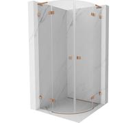Mexen Lunar L cabine de douche semi-circulaire pivotante 90 x 90 cm, transparent, cuivre brossé - 833L-090L-090P-65-00 62199 5905315412751