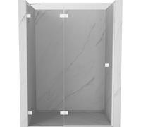 Mexen Lunar porte de douche battante gauche 130 cm, transparent, blanc - 834-130-000-20-00-L 67827 5905315417671