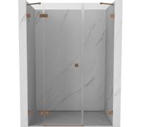 Mexen Lunar porte de douche pivotante gauche 135 cm, transparent, cuivre brossé - 834S-135-050-65-00-L 69854 5905315520722