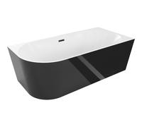 Mexen Mia baignoire autoportante d'angle à droite 150 x 75 cm, blanche/noire, avec trop-plein noir - 52691507575P-70 46258 5905315383280