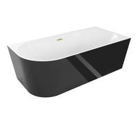 Mexen Mia baignoire autoportante d'angle droite 150 x 75 cm, blanche/noire, trop-plein doré brossé - 52691507575P-55 46253 5905315383242