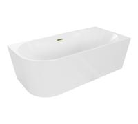 Mexen Mia baignoire autoportante d'angle droite 150 x 75 cm, blanche, trop-plein doré - 52691507500P-50 46241 5905315383136