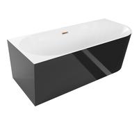 Mexen Mia baignoire autoportante d'angle gauche 150 x 75 cm, blanc/noir, trop-plein or rose - 52691507575L-60 46232 5905315382450