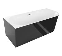 Mexen Mia baignoire autoportante d'angle gauche 150 x 75 cm, blanche/noire, trop-plein gun metal - 52691507575L-95 46236 5905315382498