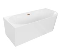 Mexen Mia baignoire autoportante d'angle gauche 160 x 75 cm, blanche, trop-plein cuivre brossé - 52691607500L-65 46268 5905315382566
