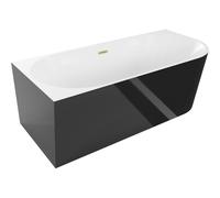 Mexen Mia baignoire autoportante d'angle gauche 170 x 80 cm, blanc/noir, trop-plein doré brossé - 52691708075L-55 46359 5905315382849