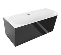 Mexen Mia baignoire autoportante d'angle gauche 180 x 80 cm, blanc/noir, trop-plein en cuivre brossé - 52691808075L-65 46401 5905315383068