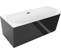 Mexen Mia baignoire d'angle autoportante gauche 150 x 75 cm, blanc/noir, trop-plein noir - 52691507575L-70