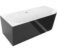 Mexen Mia baignoire îlot coin gauche 140 x 75 cm, blanc/noir, trop-plein or brossé - 52691407575L-55
