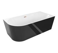 Mexen Mia baignoire îlot d'angle droite 160 x 75 cm, blanche/noire, trop-plein or rose - 52691607575P-60 46340 5905315383457