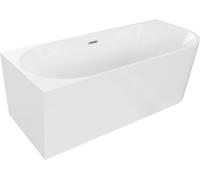 Mexen Mia baignoire îlot d'angle gauche 160 x 80 cm, blanche, trop-plein nickel brossé - 52691608000L-97