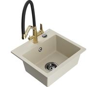 Mexen Milo évier de cuisine en granit 1 bac avec robinet Duo, beige - 6505-69-671701-57-B 22637 5905315048691