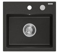 Mexen Milo évier de cuisine en granit à 1 bac 435 x 410 mm, noir/métallique doré, siphon chromé - 6505441000-75 3820 5907709194045