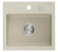 Mexen Milo évier en granit 1 bac 435 x 410 mm, beige, siphon chromé - 6505441000-69 3811 5907709194014