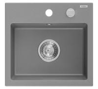 Mexen Milo évier en granit 1 bac 435 x 410 mm, gris, siphon chromé - 6505441000-71 3813 5907709194021
