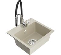 Mexen Milo évier en granit 1 bac avec mitigeur Aster, beige - 6505-69-73450-07 18992 5905315044266