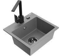 Mexen Milo évier en granit 1 bac avec mitigeur cuisine Rita, gris - 6505-71-670300-70-B 17171 5905315018281