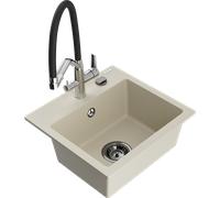 Mexen Milo évier en granit 1 bac avec mitigeur de cuisine Duo, beige - 6505-69-671701-07-B 22635 5905315048578