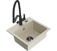 Mexen Milo évier en granit 1 bac avec mitigeur de cuisine Duo, beige - 6505-69-671701-70-B 22638 5905315048752