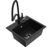 Mexen Milo évier en granit 1-bac avec mitigeur de cuisine Duo, noir - 6505-77-671701-70-B 22663 5905315100078