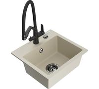 Mexen Milo évier en granit 1 bac avec mitigeur de cuisine Duo, beige - 6505-69-671701-70-B 22638 5905315048752