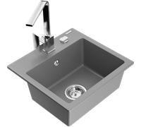Mexen Milo évier en granit 1-bassin avec mitigeur de cuisine Rita, gris - 6505-71-670300-00 17165 5905315018250