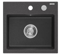 Mexen Milo évier en granit à 1 bac 435 x 410 mm, noir moucheté, siphon chromé - 6505441000-76 3822 5907709194052