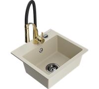 Mexen Milo évier en granit à 1 bac avec mitigeur de cuisine Aster, beige - 6505-69-73450-57-B 18995 5905315044297