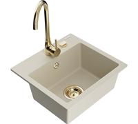 Mexen Milo évier en granit simple bac avec robinet de cuisine Telma, beige - 6505-69-670200-50 18053 5905315014429