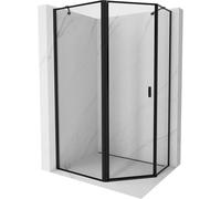 Mexen Mist cabine de douche asymétrique à cinq pans, porte battante gauche 90 x 80 cm, cadre noir, noir - 8A8-090-080-70-70-L 77364 5905315663658