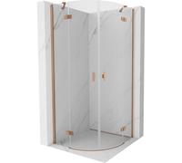 Mexen Mist cabine de douche demi-circulaire pivotante 80 x 80 cm, transparent, cuivre brossé - 8A33-080-080-65-00 77759 5905315673725
